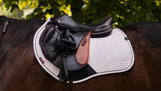 LeMieux Essence Square Saddle Pad Stone lifestyle 2