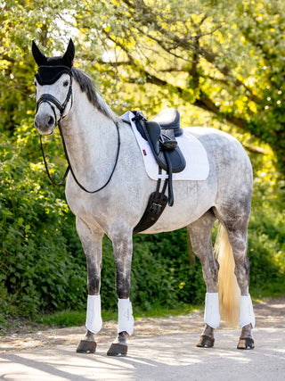 LeMieux 3D Mesh Self-Cool Square Saddle Pad - White Dressage lifestyle 1