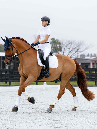 LeMieux 3D Mesh Self-Cool Square Saddle Pad - White Dressage lifestyle 2