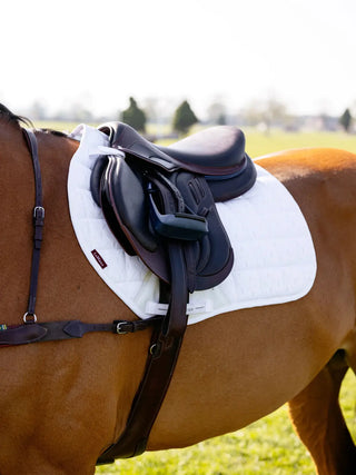 LeMieux 3D Mesh Self-Cool Square Saddle Pad - White Eurojump lifestyle