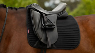 LeMieux Air-Tek Mesh Square Saddle Pad - Black Dressage lifestyle