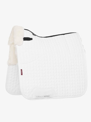 LeMieux Merino+ Half Lined Saddle Pad Dressage White/White 1 | Saddles Direct