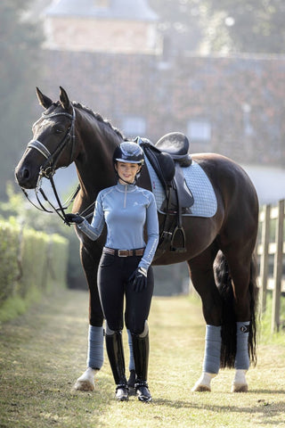 LeMiuex Suede Dressage Saddle Pad Ice Blue 2 | Saddles Direct